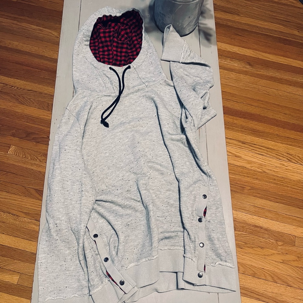 Maurices Hoodie Grey with Buffalo Plaid - Plus Size 1